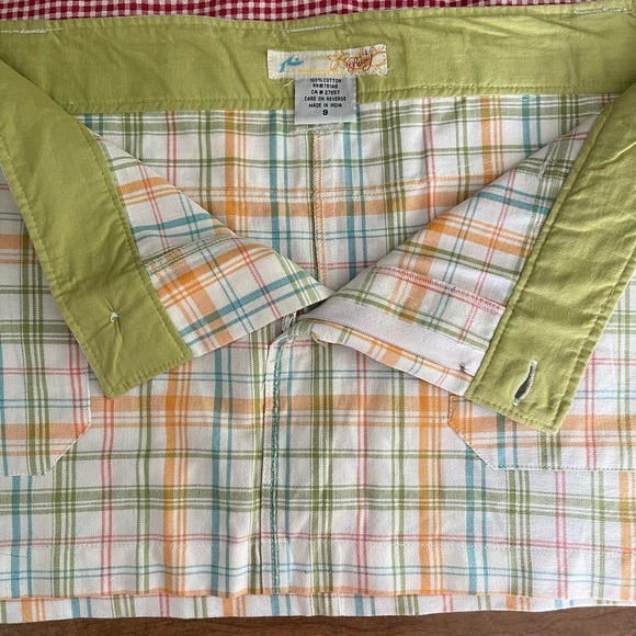 Micro Mini Skirt y2k Cargo Pastel Plaid Snap Pockets Boho Hippie Detail - Picture 16 of 16